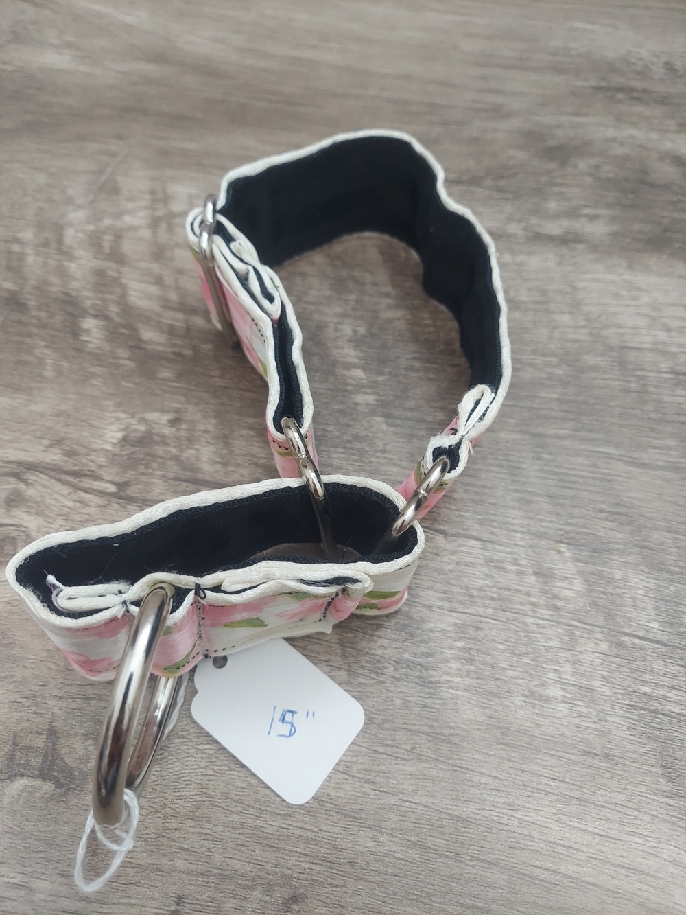 Custom Martingale Dog Collar 1.5" Pink White Watercolor Floral Whippet 15" - Picture 3 of 7